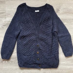 *Bibico Handknit Navy Wool Cardigan